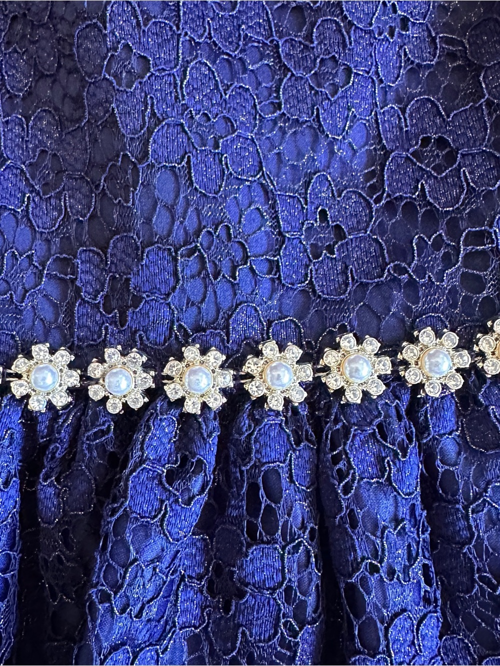 American Princess Girls -Sz 3T Navy Blue Lace Occasion Dress - Picture 4 of 8